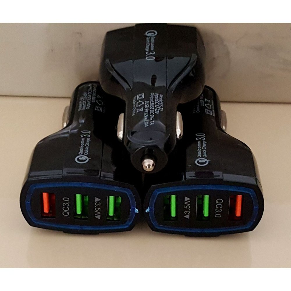 3Pack Triple Port Car Phone Charger QC QuickCharge for charging Multiple Devices